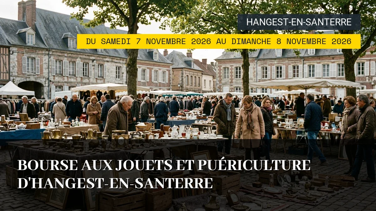 Affiche de l'événement : Bourse aux jouets et puériculture d&rsquo;Hangest-en-Santerre – Du Samedi 7 Novembre 2026 au Dimanche 8 Novembre 2026