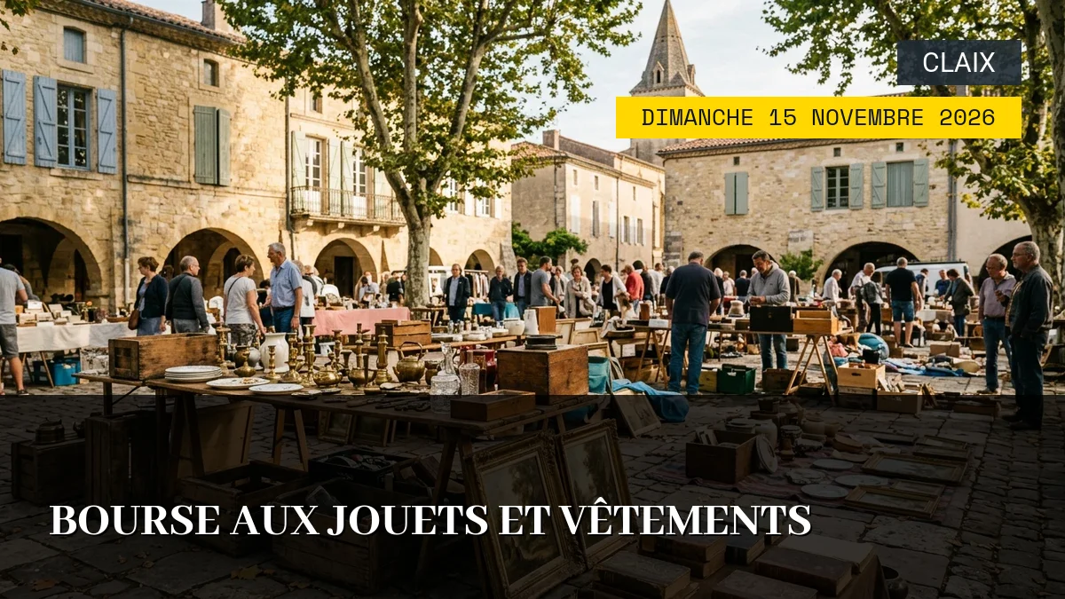 Affiche de l'événement : Bourse aux jouets et vêtements – Dimanche 15 Novembre 2026
