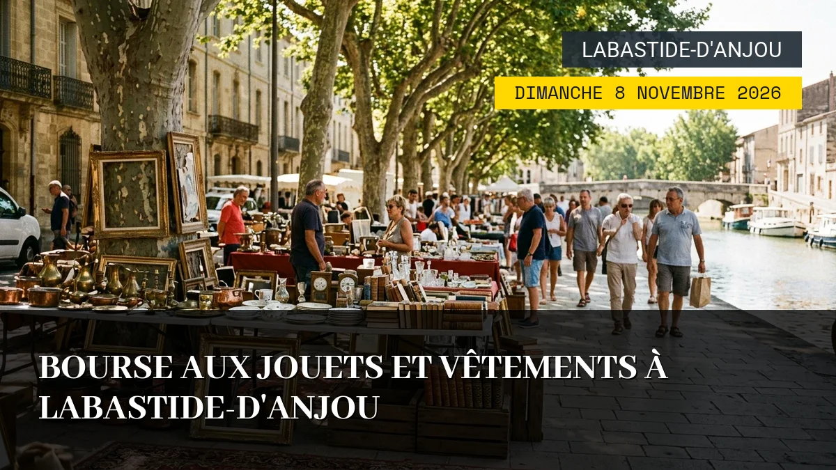 Affiche de l'événement : Bourse aux Jouets et Vêtements à Labastide-d&rsquo;Anjou – Dimanche 8 Novembre 2026
