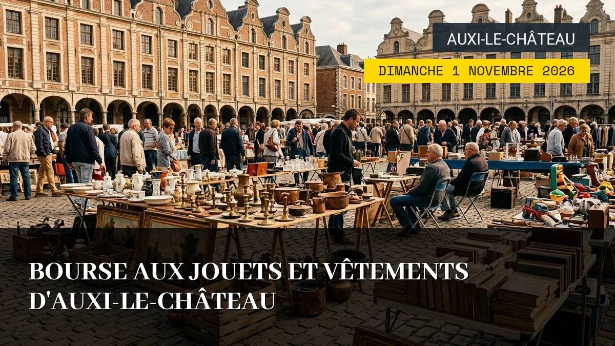 Affiche de l'événement : Bourse aux jouets et vêtements d&rsquo;Auxi-le-Château – Dimanche 1 Novembre 2026