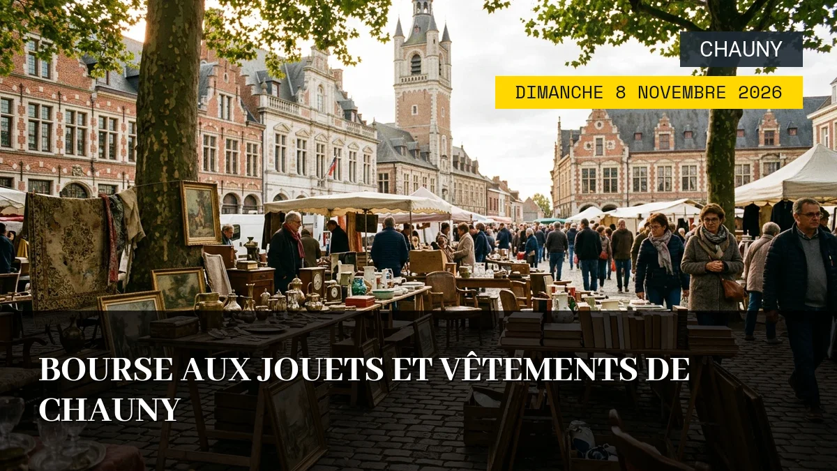 Affiche de l'événement : Bourse aux jouets et vêtements de Chauny – Dimanche 8 Novembre 2026