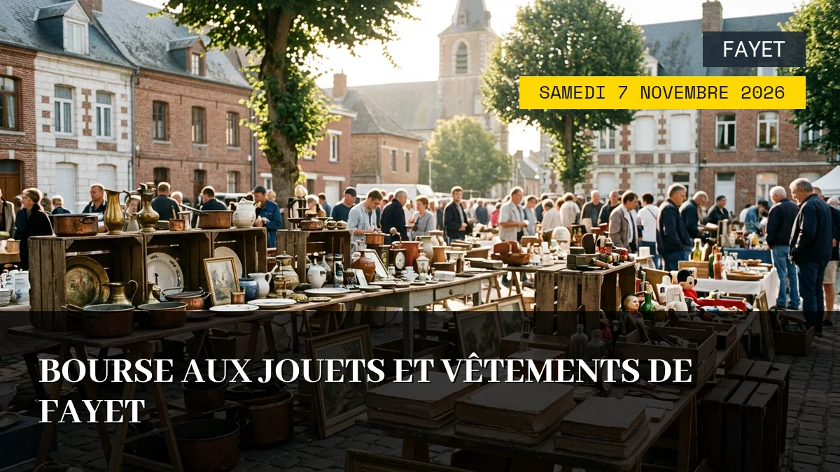 Affiche de l'événement : Bourse aux jouets et vêtements de Fayet – Samedi 7 Novembre 2026