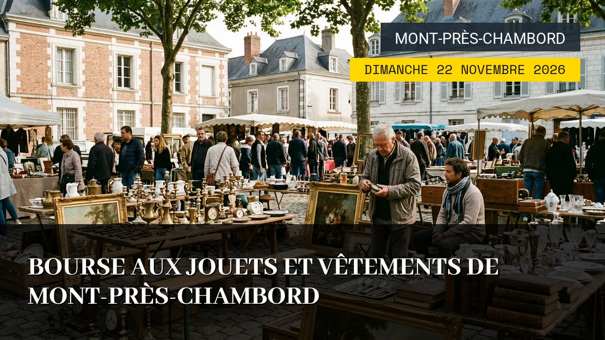 Affiche de l'événement : Bourse aux jouets et vêtements de Mont-près-Chambord – Dimanche 22 Novembre 2026