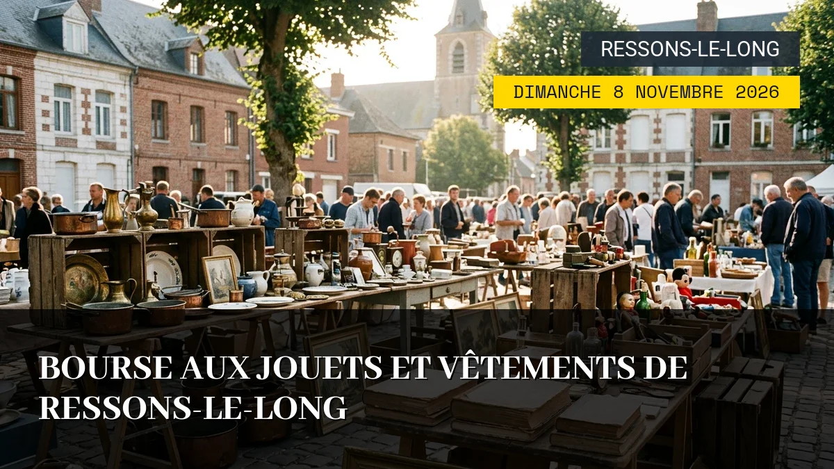 Affiche de l'événement : Bourse aux Jouets et Vêtements de Ressons-le-Long – Dimanche 8 Novembre 2026