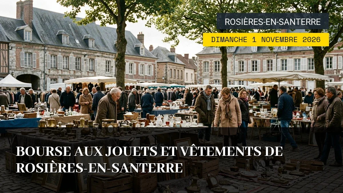 Affiche de l'événement : Bourse aux jouets et vêtements de Rosières-en-Santerre – Dimanche 1 Novembre 2026