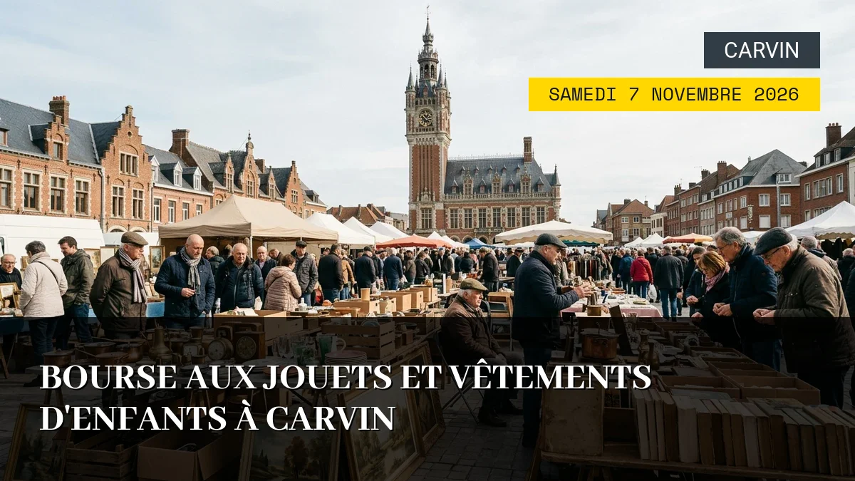Affiche de l'événement : Bourse aux jouets et vêtements d&rsquo;enfants à Carvin – Samedi 7 Novembre 2026