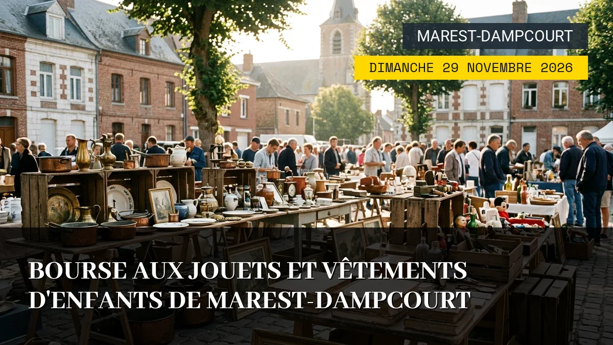 Affiche de l'événement : Bourse aux Jouets et Vêtements d&rsquo;Enfants de Marest-Dampcourt – Dimanche 29 Novembre 2026