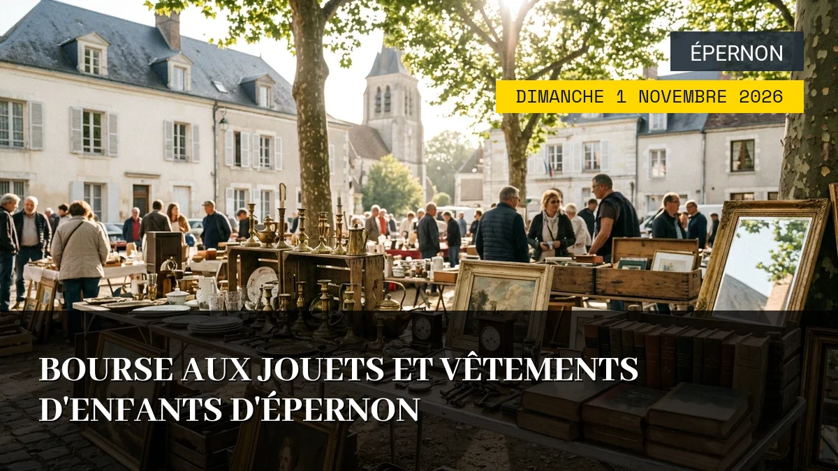Affiche de l'événement : Bourse aux jouets et vêtements d&rsquo;enfants d&rsquo;Épernon – Dimanche 1 Novembre 2026