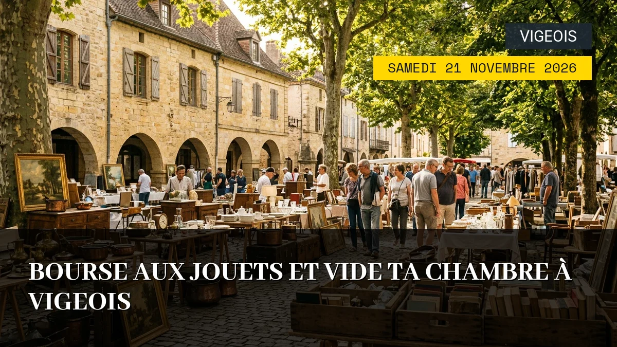 Affiche de l'événement : Bourse aux Jouets et Vide Ta Chambre à Vigeois – Samedi 21 Novembre 2026