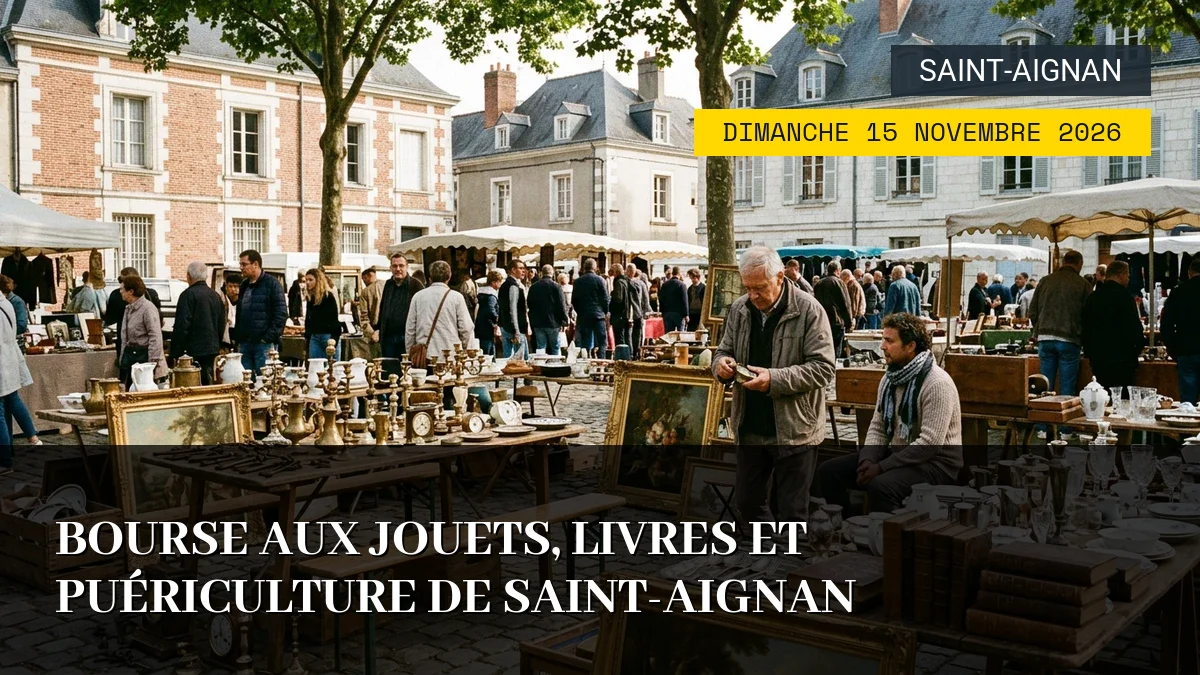 Affiche de l'événement : Bourse aux jouets, livres et puériculture de Saint-Aignan – Dimanche 15 Novembre 2026