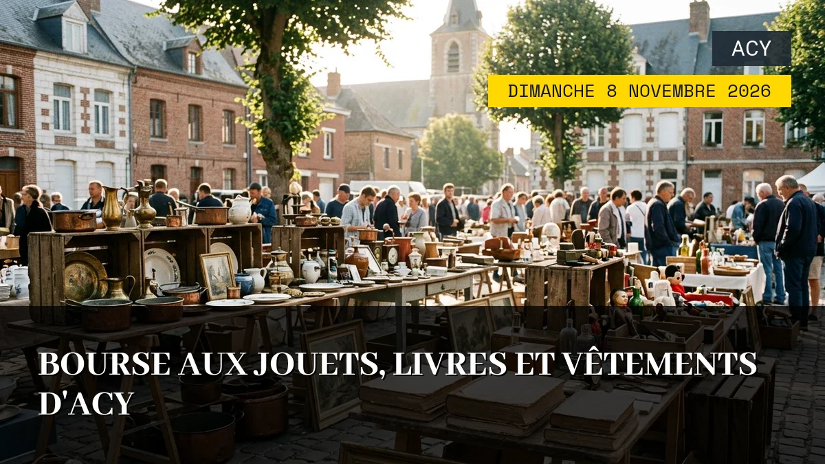 Affiche de l'événement : Bourse aux jouets, livres et vêtements d&rsquo;Acy – Dimanche 8 Novembre 2026