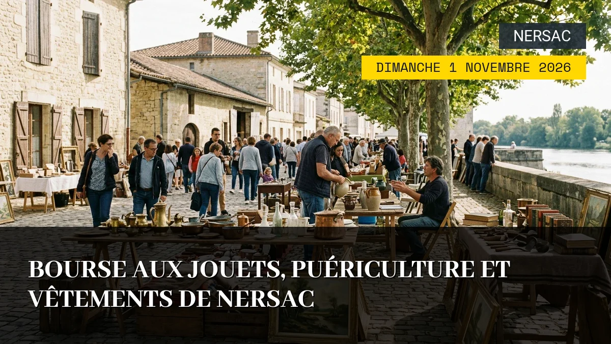 Affiche de l'événement : Bourse aux Jouets, Puériculture et Vêtements de Nersac – Dimanche 1 Novembre 2026
