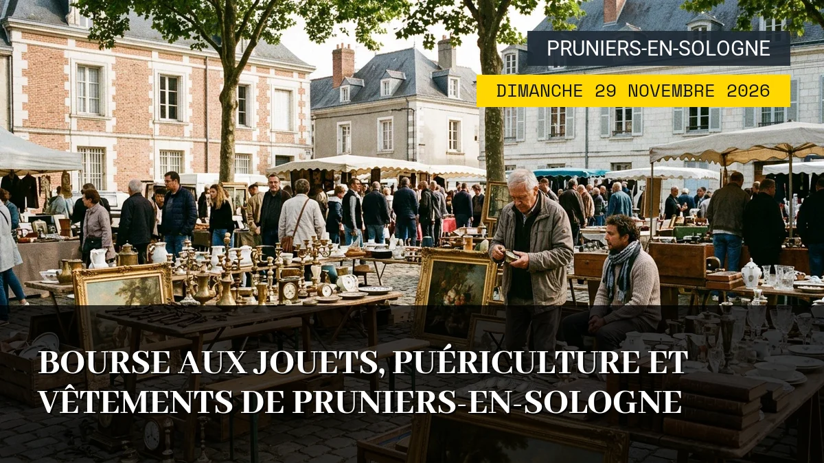 Affiche de l'événement : Bourse aux jouets, puériculture et vêtements de Pruniers-en-Sologne – Dimanche 29 Novembre 2026