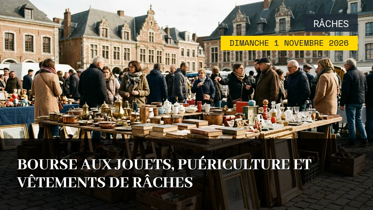 Affiche de l'événement : Bourse aux jouets, puériculture et vêtements de Râches – Dimanche 1 Novembre 2026