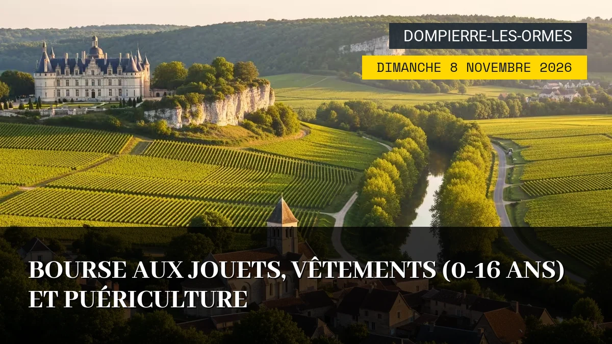 Affiche de l'événement : Bourse aux jouets, vêtements (0-16 ans) et puériculture – Dimanche 8 Novembre 2026