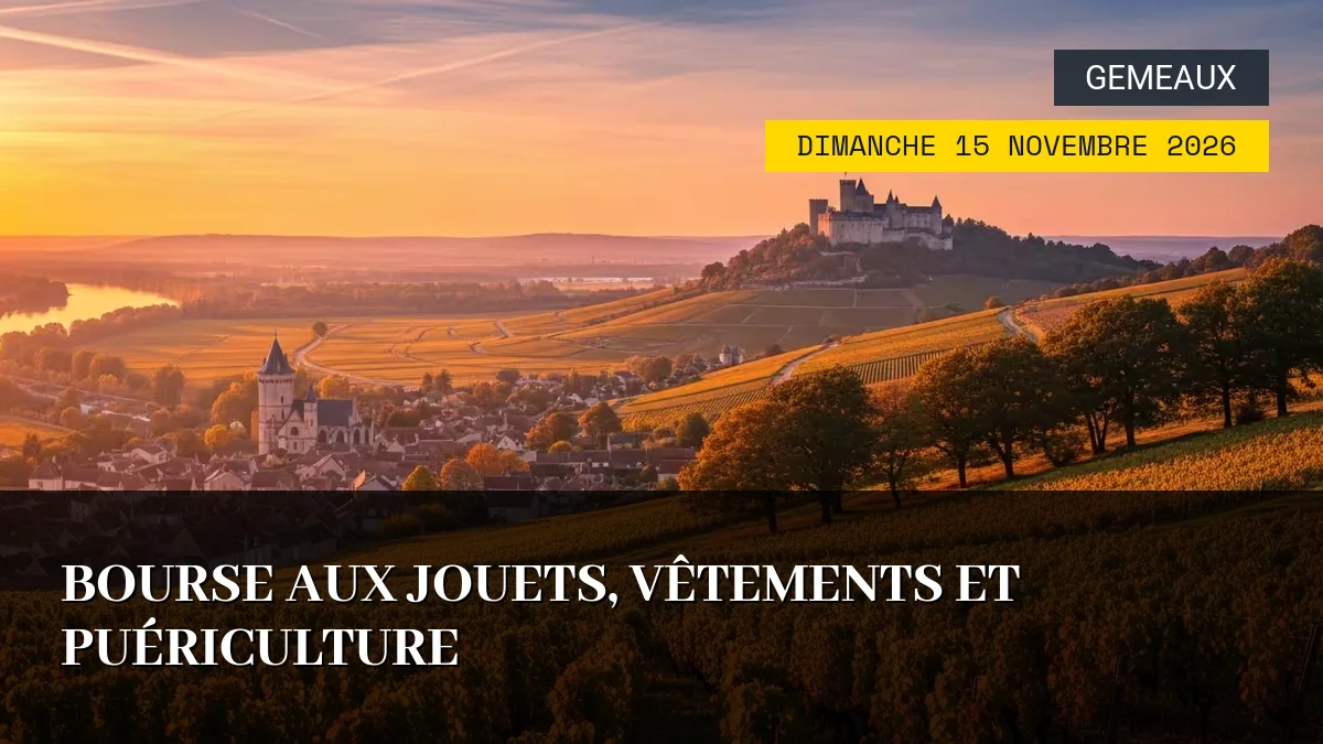 Affiche de l'événement : Bourse aux Jouets, Vêtements et Puériculture – Dimanche 15 Novembre 2026