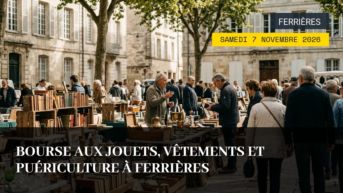Affiche de l'événement : Bourse aux Jouets, Vêtements et Puériculture à Ferrières – Samedi 7 Novembre 2026