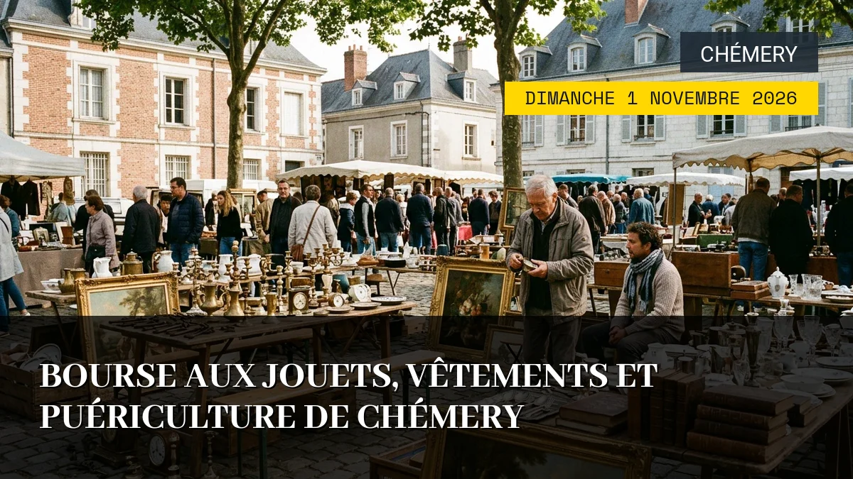 Affiche de l'événement : Bourse aux jouets, vêtements et puériculture de Chémery – Dimanche 1 Novembre 2026