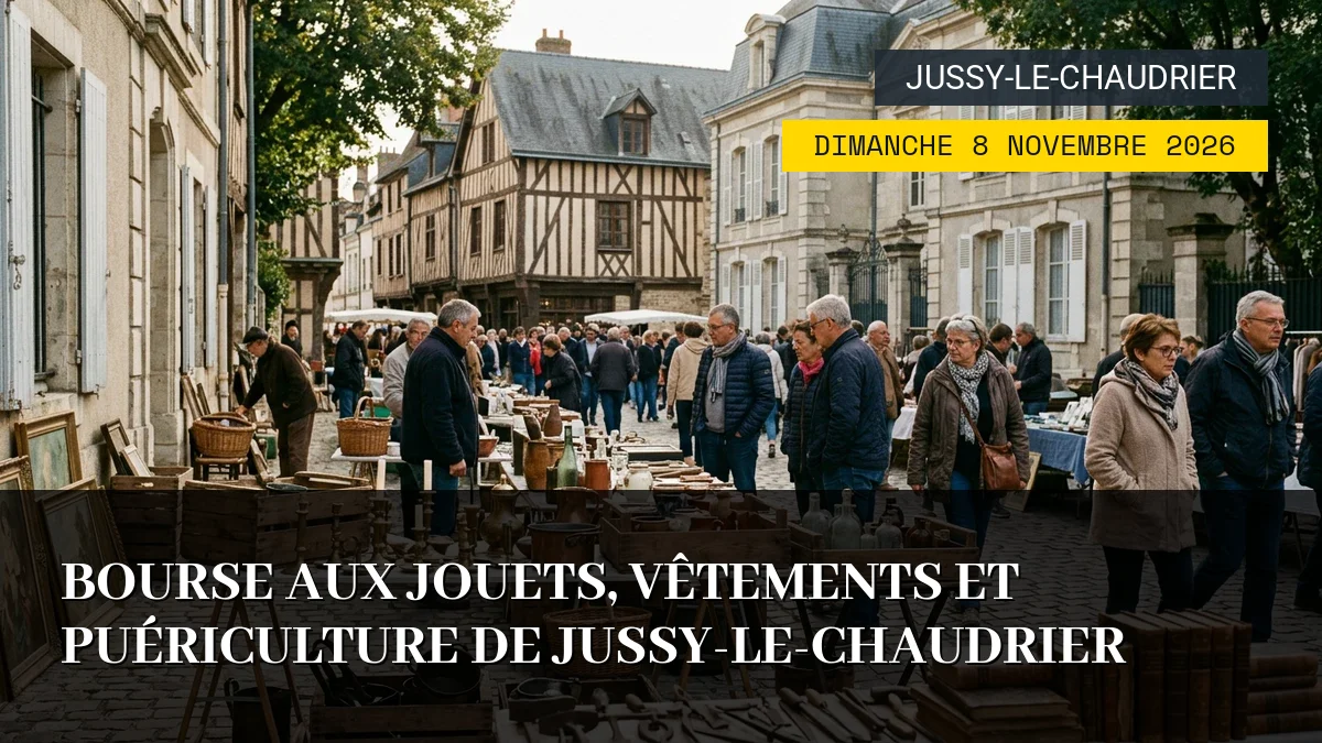 Affiche de l'événement : Bourse aux jouets, vêtements et puériculture de Jussy-le-Chaudrier – Dimanche 8 Novembre 2026