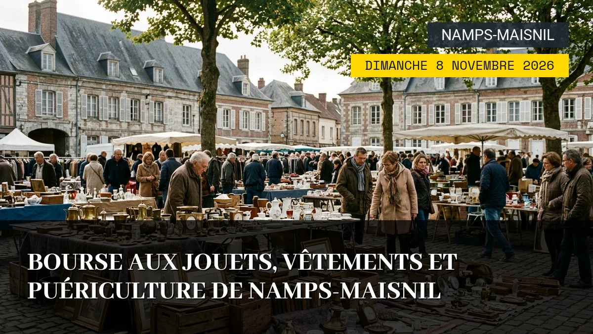 Affiche de l'événement : Bourse aux jouets, vêtements et puériculture de Namps-Maisnil – Dimanche 8 Novembre 2026