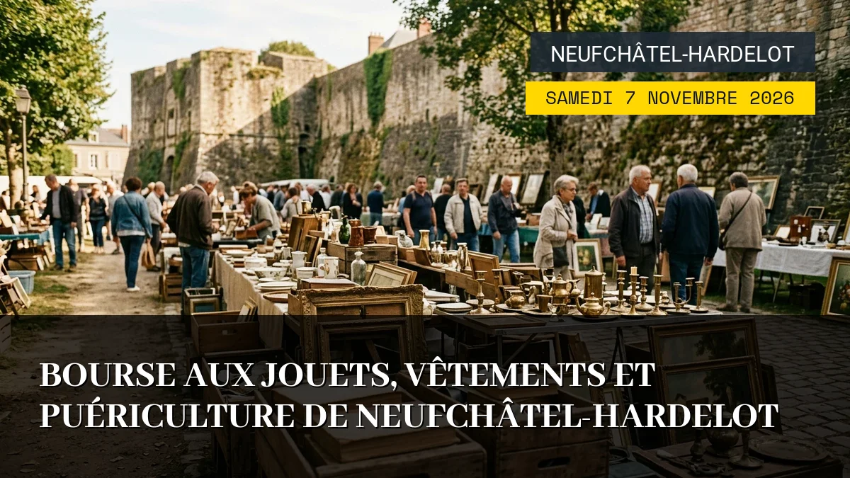 Affiche de l'événement : Bourse aux Jouets, Vêtements et Puériculture de Neufchâtel-Hardelot – Samedi 7 Novembre 2026