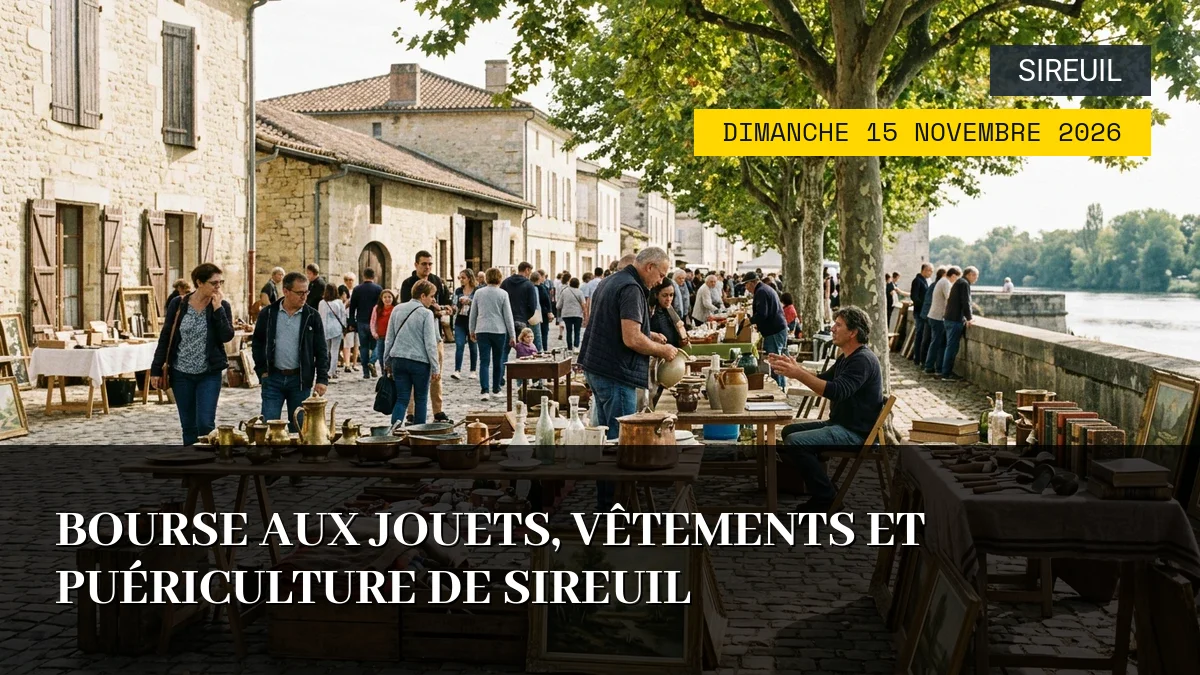 Affiche de l'événement : Bourse aux Jouets, Vêtements et Puériculture de Sireuil – Dimanche 15 Novembre 2026