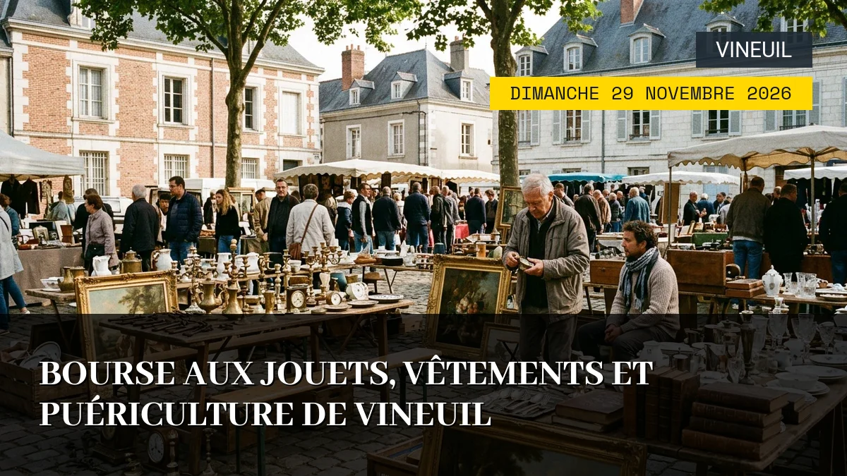 Affiche de l'événement : Bourse aux jouets, vêtements et puériculture de Vineuil – Dimanche 29 Novembre 2026
