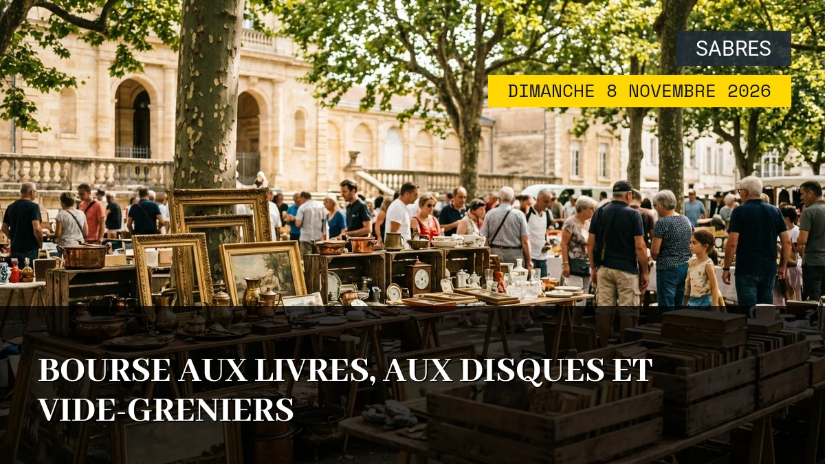 Affiche de l'événement : Bourse aux Livres, aux Disques et Vide-Greniers – Dimanche 8 Novembre 2026