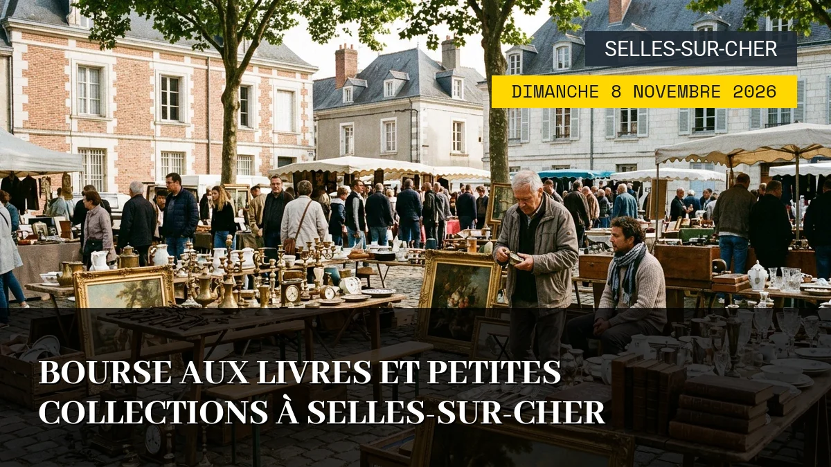 Affiche de l'événement : Bourse aux livres et petites collections à Selles-sur-Cher – Dimanche 8 Novembre 2026