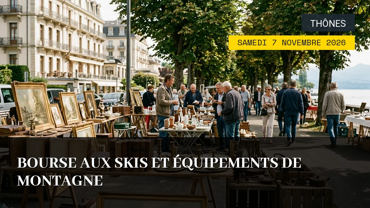 Affiche de l'événement : Bourse aux Skis et Équipements de Montagne – Samedi 7 Novembre 2026
