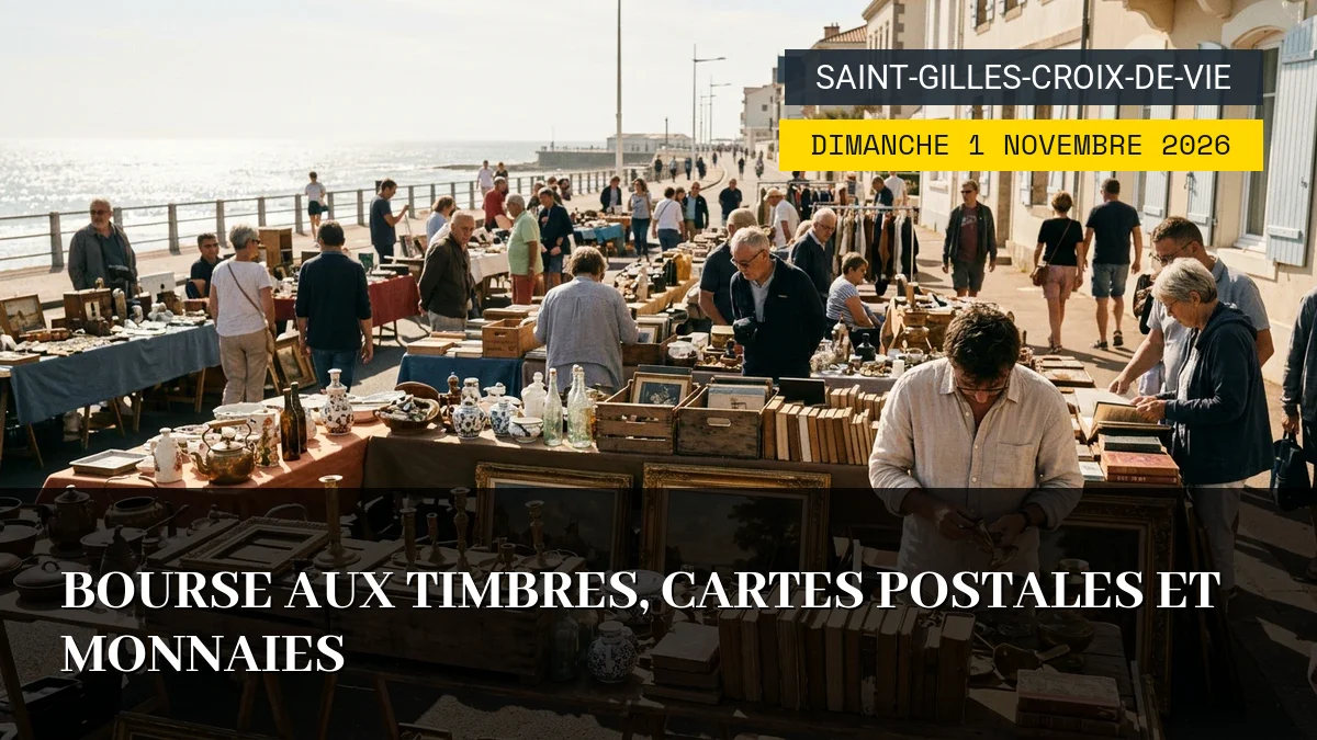 Affiche de l'événement : Bourse aux Timbres, Cartes Postales et Monnaies – Dimanche 1 Novembre 2026