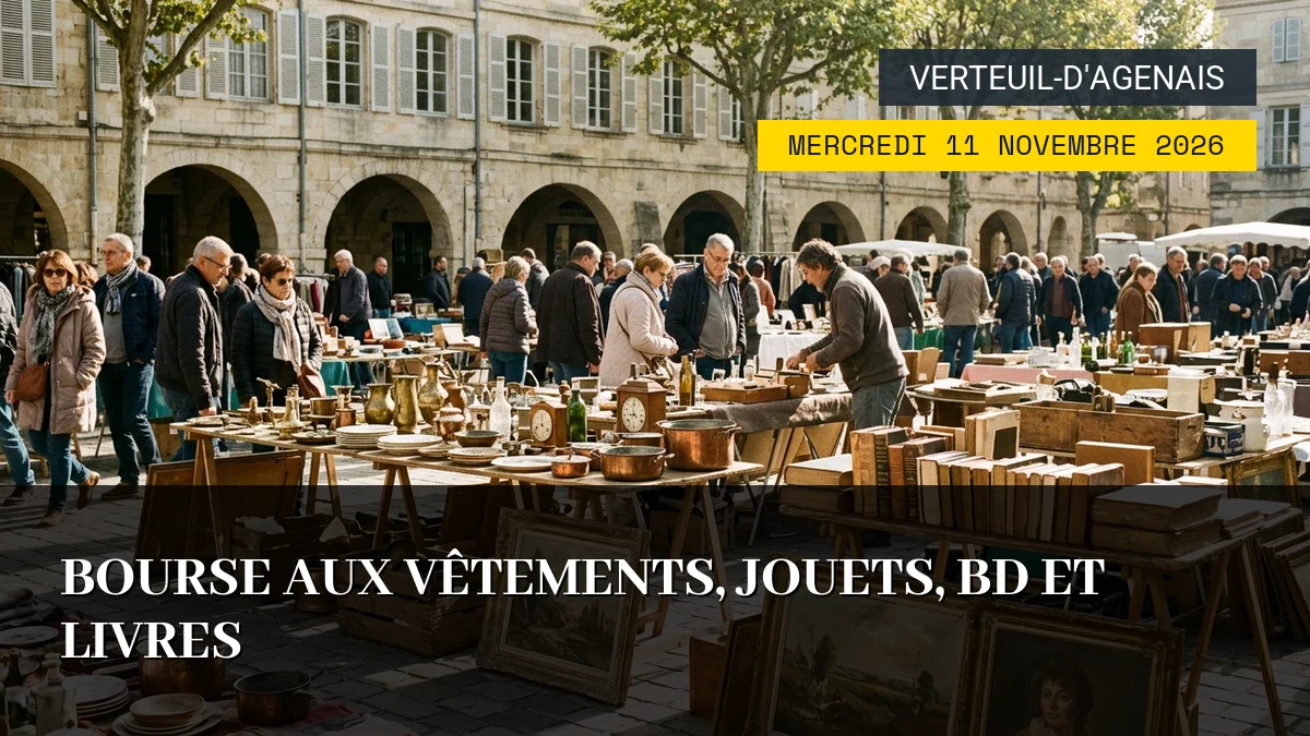Affiche de l'événement : Bourse aux vêtements, jouets, BD et livres – Mercredi 11 Novembre 2026