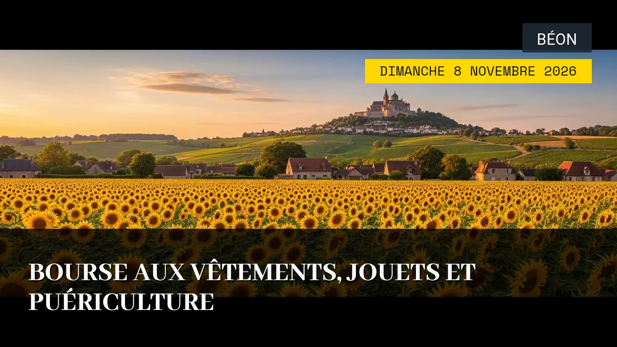 Affiche de l'événement : Bourse aux Vêtements, Jouets et Puériculture – Dimanche 8 Novembre 2026