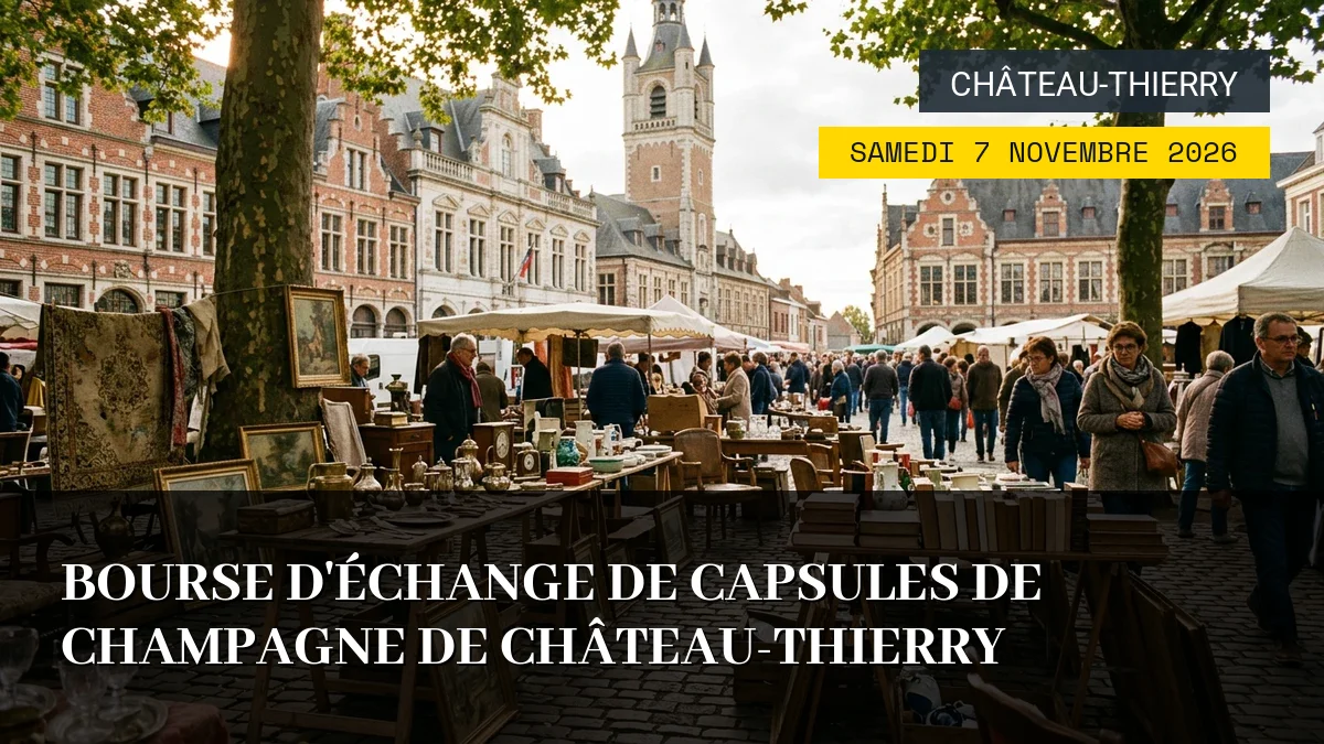 Affiche de l'événement : Bourse d&rsquo;Échange de Capsules de Champagne de Château-Thierry – Samedi 7 Novembre 2026