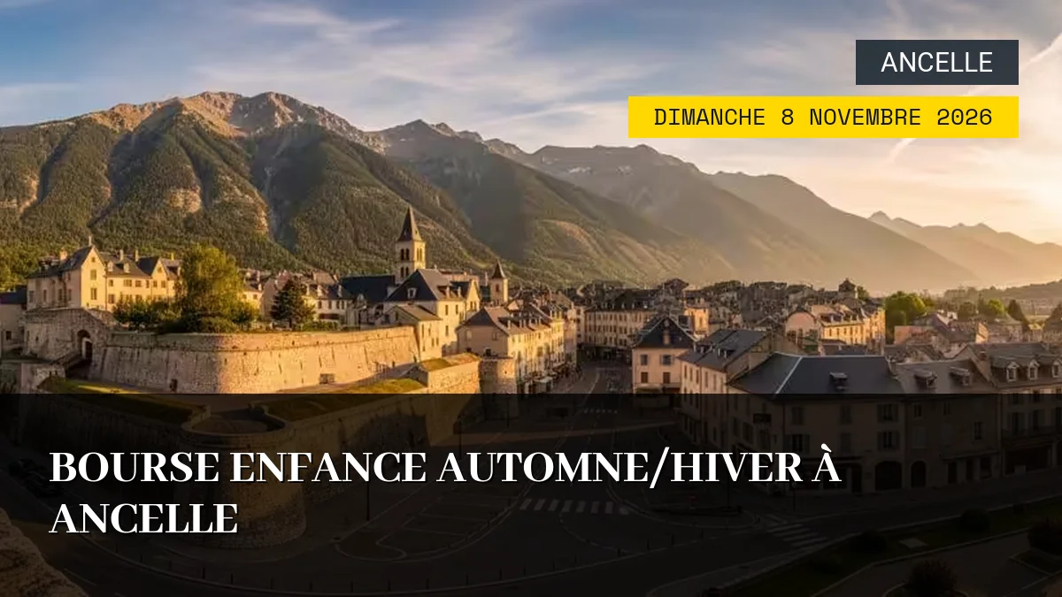Affiche de l'événement : Bourse Enfance Automne/Hiver à Ancelle – Dimanche 8 Novembre 2026