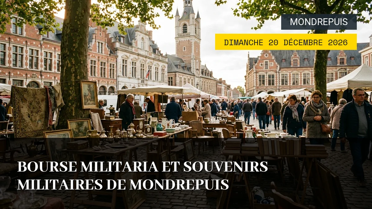 Affiche de l'événement : Bourse Militaria et Souvenirs Militaires de Mondrepuis – Dimanche 20 Décembre 2026