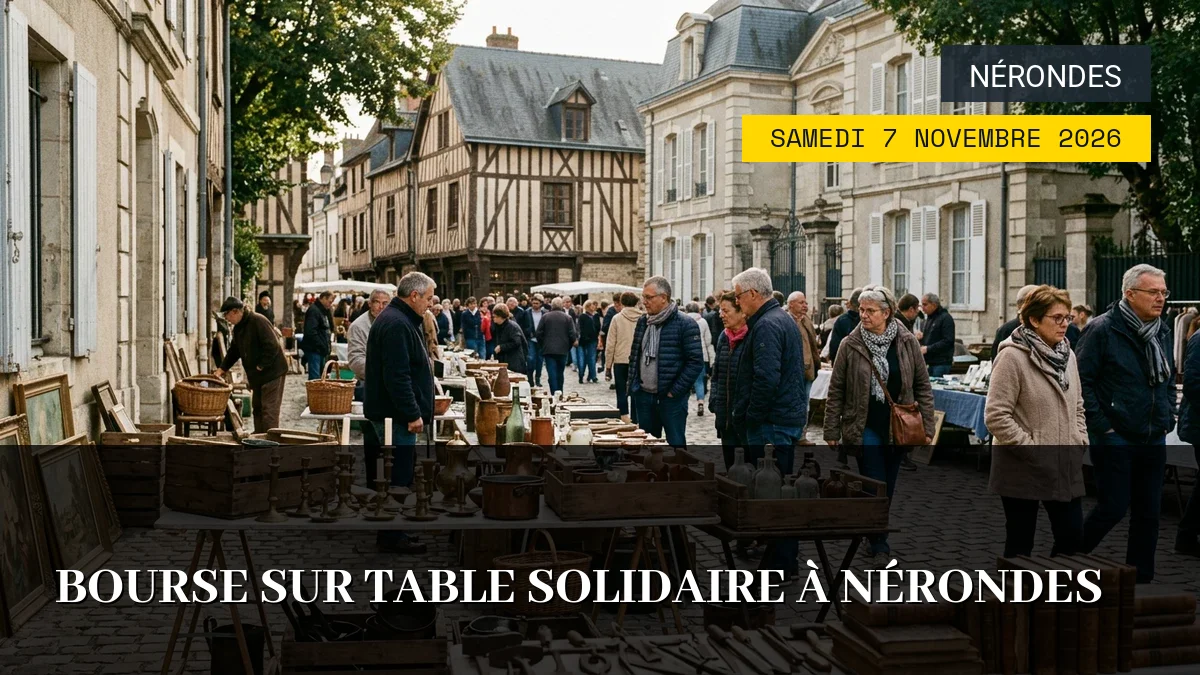 Affiche de l'événement : Bourse sur Table Solidaire à Nérondes – Samedi 7 Novembre 2026