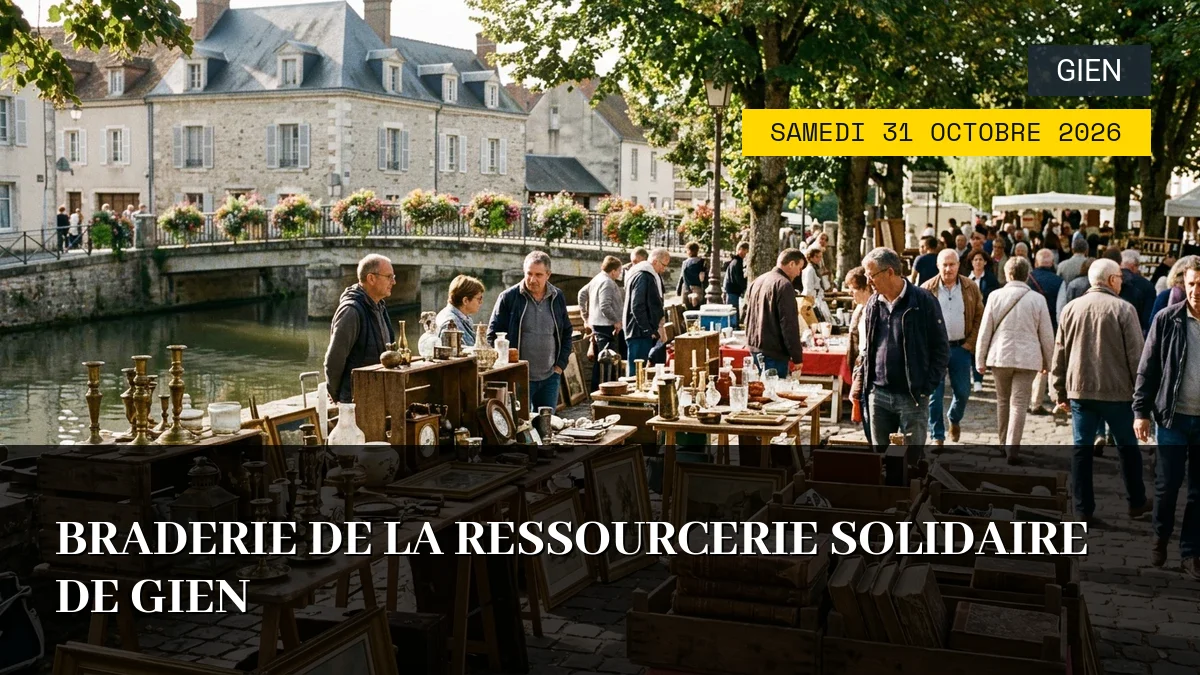 Affiche de l'événement : Braderie de la Ressourcerie Solidaire de Gien – Samedi 31 Octobre 2026