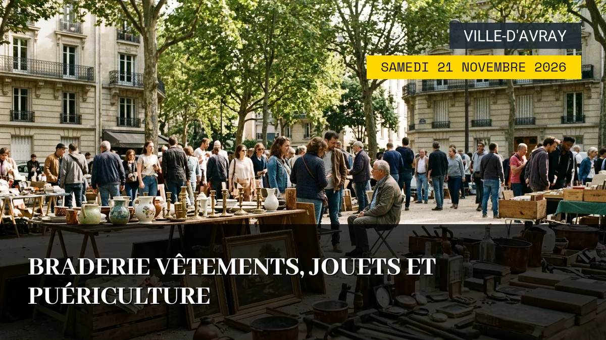 Affiche de l'événement : Braderie Vêtements, Jouets et Puériculture – Samedi 21 Novembre 2026