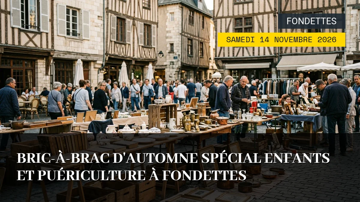 Affiche de l'événement : Bric-à-brac d&rsquo;automne spécial enfants et puériculture à Fondettes – Samedi 14 Novembre 2026