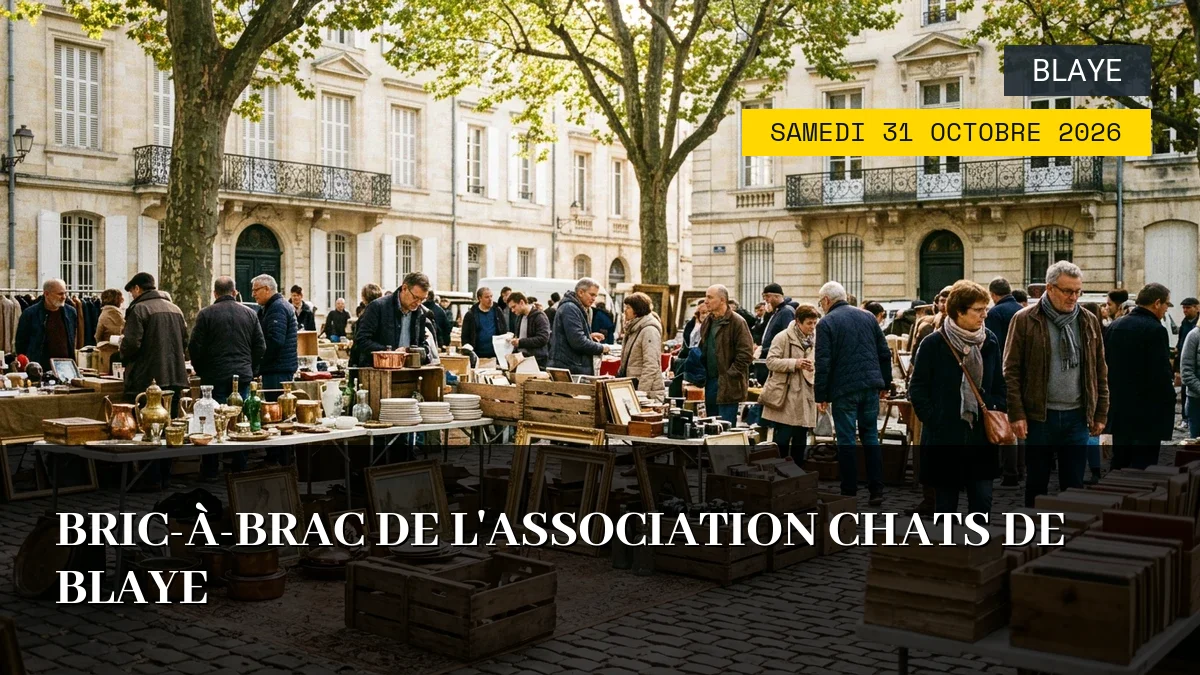 Affiche de l'événement : Bric-à-brac de l&rsquo;Association Chats de Blaye — Du Samedi 31 Octobre 2026 au Dimanche 1 Novembre 2026