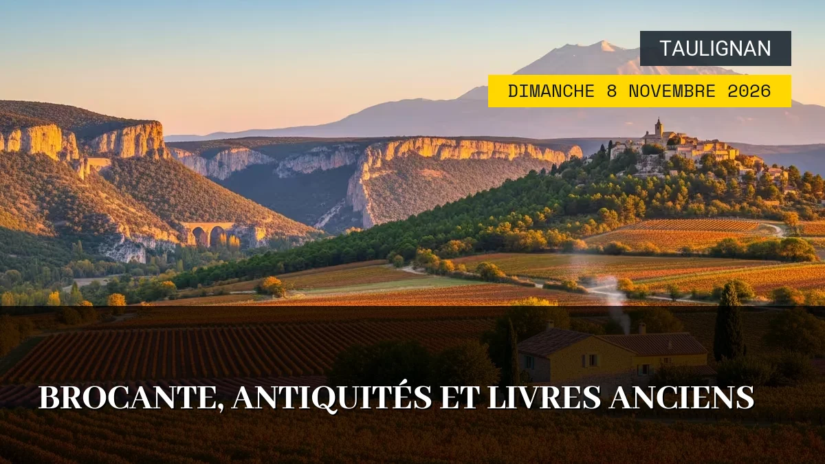 Affiche de l'événement : Brocante, Antiquités et Livres Anciens – Dimanche 8 Novembre 2026