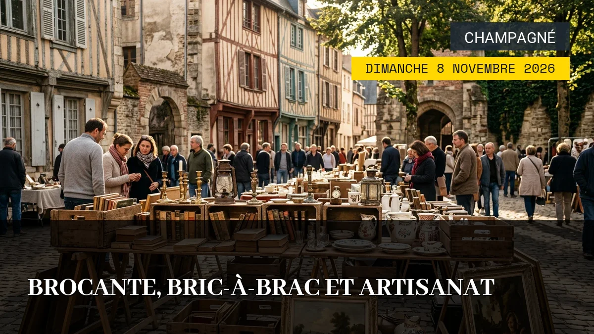 Affiche de l'événement : Brocante, Bric-à-Brac et Artisanat – Dimanche 8 Novembre 2026