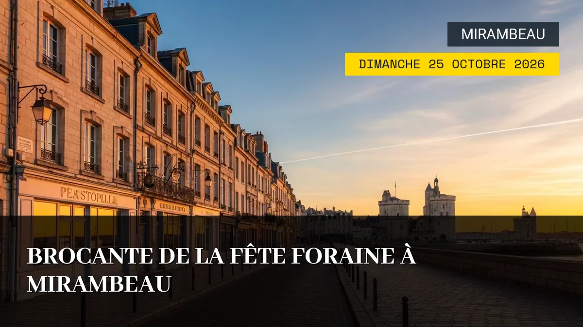 Affiche de l'événement : Brocante de la Fête Foraine à Mirambeau – Dimanche 25 Octobre 2026