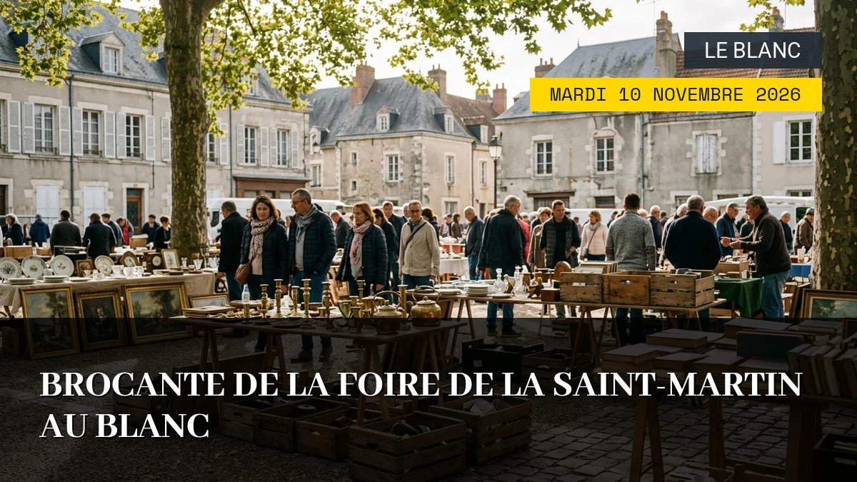 Affiche de l'événement : Brocante de la Foire de la Saint-Martin au Blanc – Mardi 10 Novembre 2026