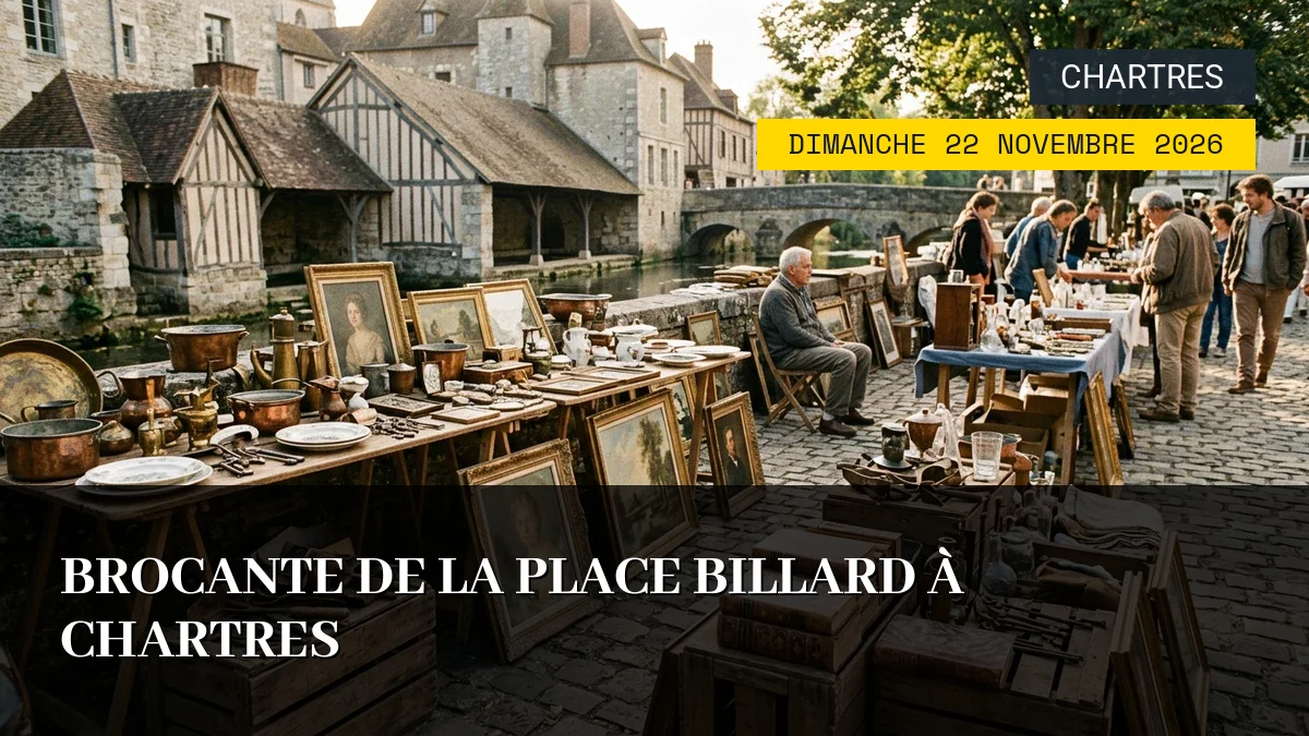 Affiche de l'événement : Brocante de la Place Billard à Chartres – Dimanche 22 Novembre 2026