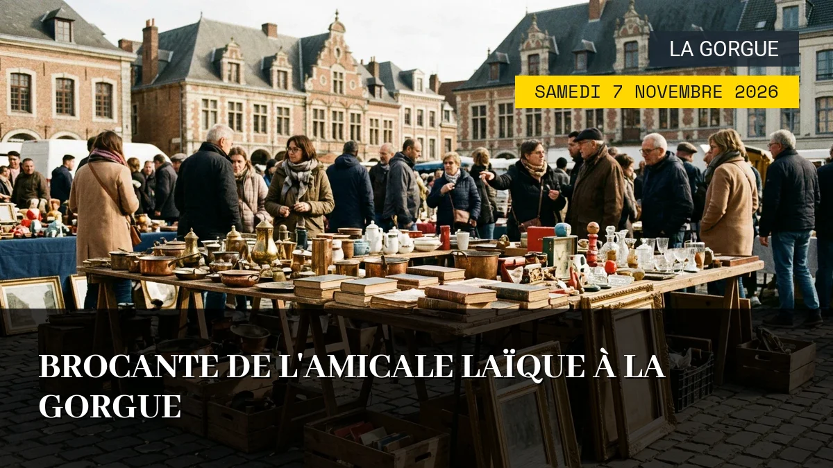 Affiche de l'événement : Brocante de l&rsquo;Amicale Laïque à La Gorgue – Samedi 7 Novembre 2026