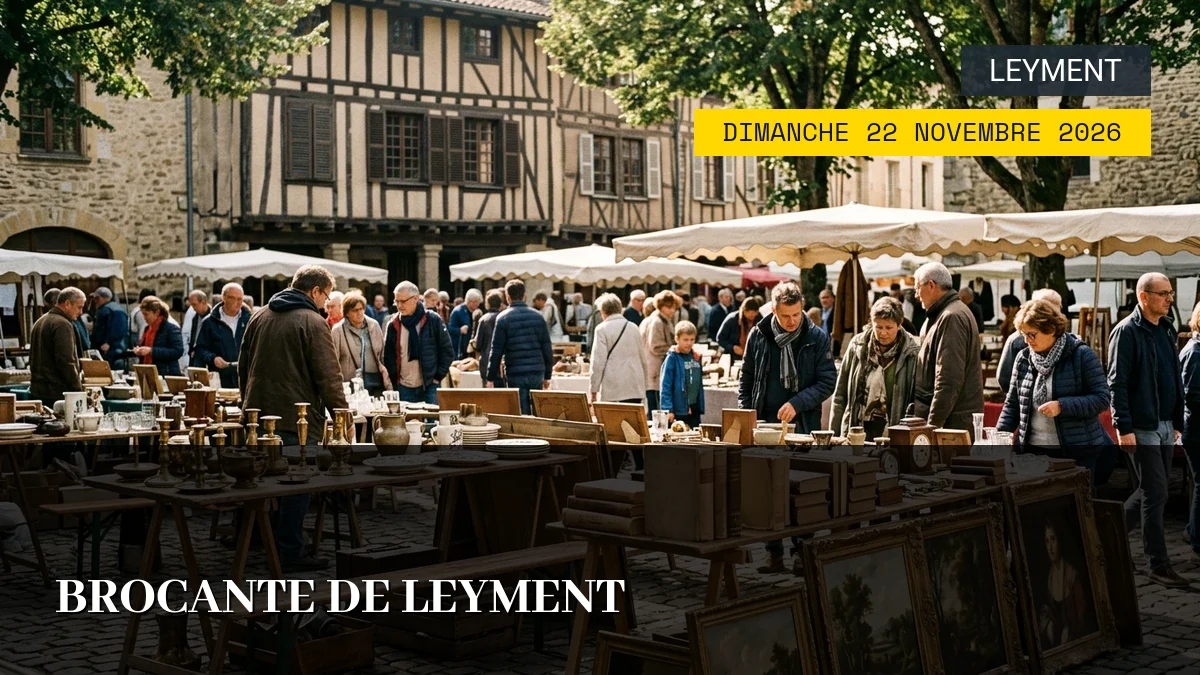 Affiche de l'événement : Brocante de Leyment – Dimanche 22 Novembre 2026