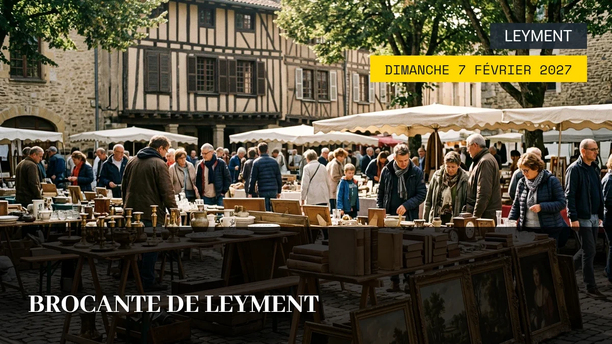 Affiche de l'événement : Brocante de Leyment – Dimanche 7 Février 2027