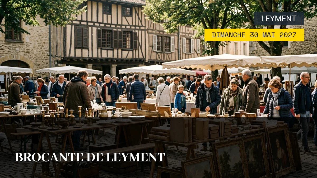Affiche de l'événement : Brocante de Leyment – Dimanche 30 Mai 2027